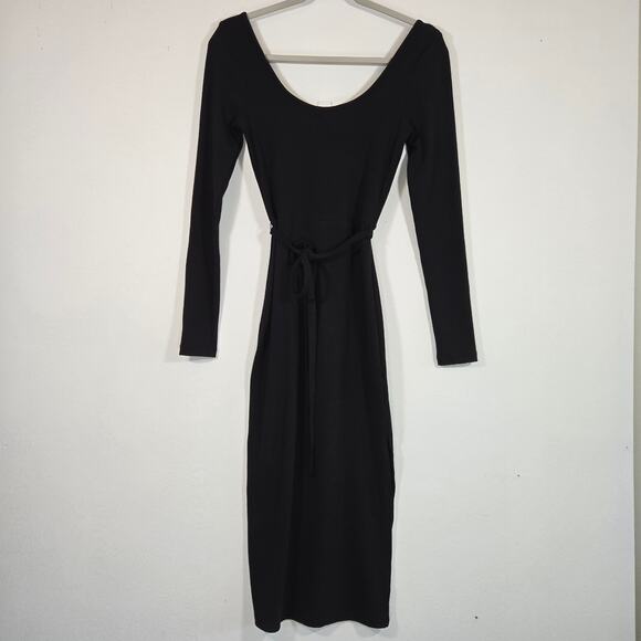 Forever 21 Black Ribbed Midi Dress. Size Small - Picture 2 of 6